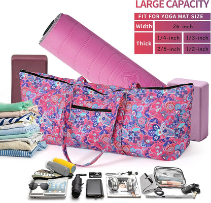 Yoga Mat Bag | Large Yoga Mat Carrier with Wet Pocket | Yoga Gifts | Gym Tote Bag for Women