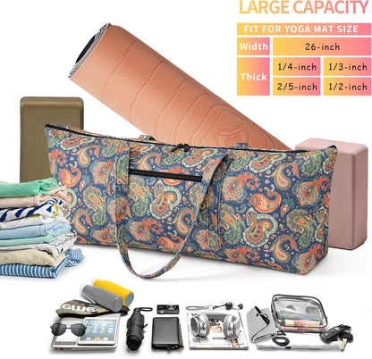 Yoga Mat Bag | Large Yoga Mat Carrier with Wet Pocket | Yoga Gifts | Gym Tote Bag for Women