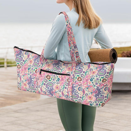 Yoga Mat Bag | Large Yoga Mat Carrier with Wet Pocket | Yoga Gifts | Gym Tote Bag for Women