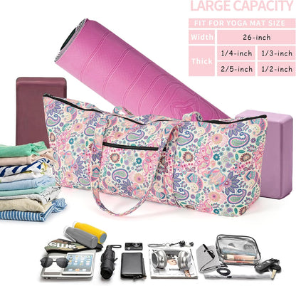 Yoga Mat Bag | Large Yoga Mat Carrier with Wet Pocket | Yoga Gifts | Gym Tote Bag for Women