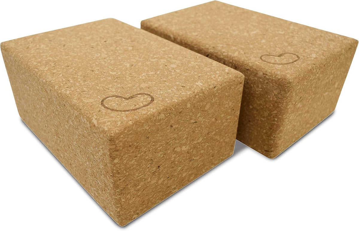 Yoga Blocks, Standard & Large Sizes - Studio Grade, Non-Slip, Made from Eco Friendly Materials - 100% Natural Cork or Foam - Improves Stability & Alignment - Single Block or 2 Pack Sets
