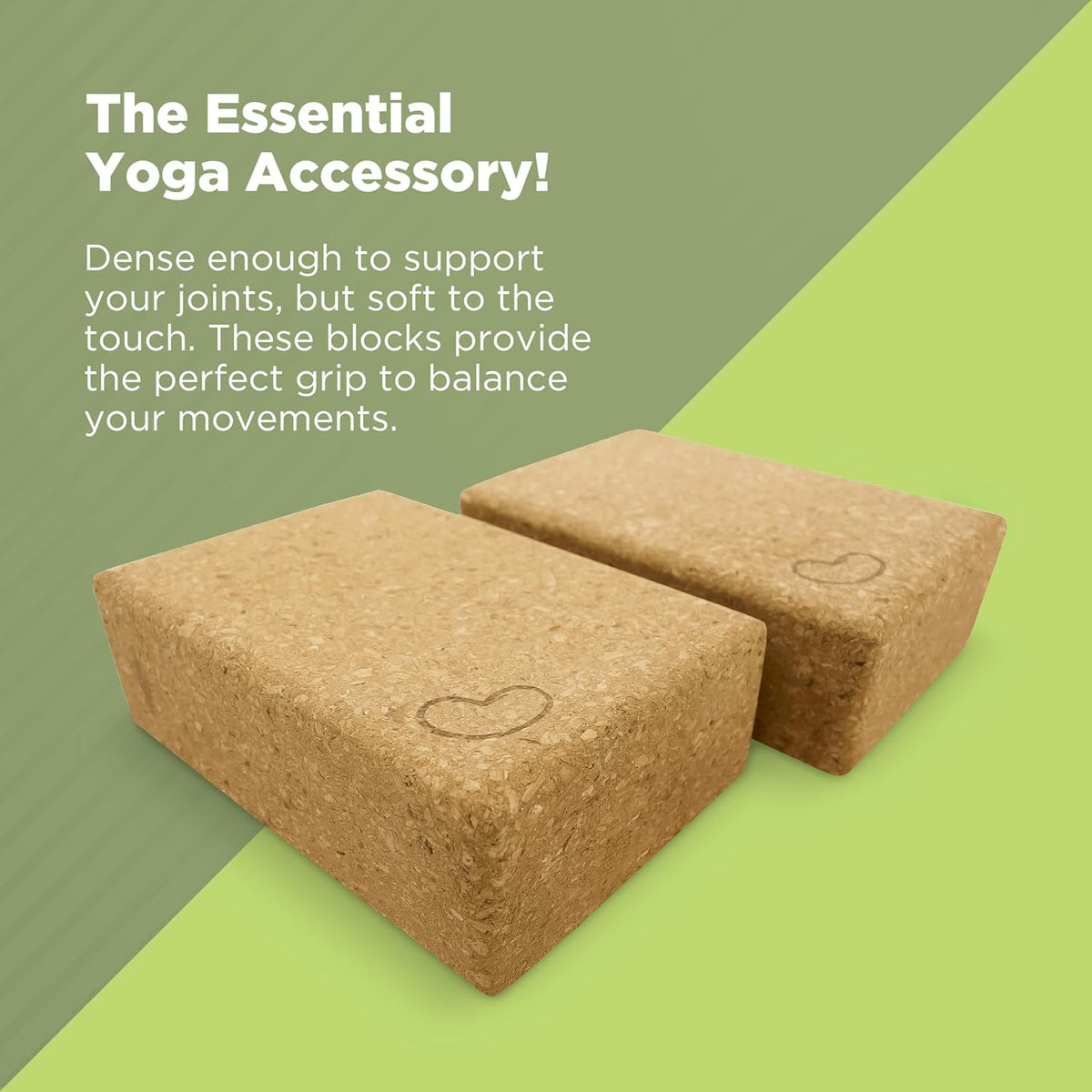 Yoga Blocks, Standard & Large Sizes - Studio Grade, Non-Slip, Made from Eco Friendly Materials - 100% Natural Cork or Foam - Improves Stability & Alignment - Single Block or 2 Pack Sets
