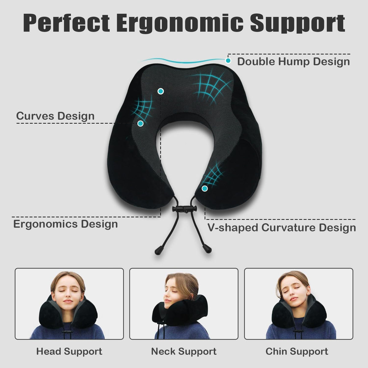 Travel Pillow, Memory Foam Neck Pillow for Traveling, U Shape Neck Pillow Airplane Portable Flight Pillow Travel Kit with 5D Contoured Eye Masks and Earplug for Plane Train Car Home Office