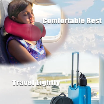 Travel Pillow, Memory Foam Neck Pillow for Traveling, U Shape Neck Pillow Airplane Portable Flight Pillow Travel Kit with 5D Contoured Eye Masks and Earplug for Plane Train Car Home Office