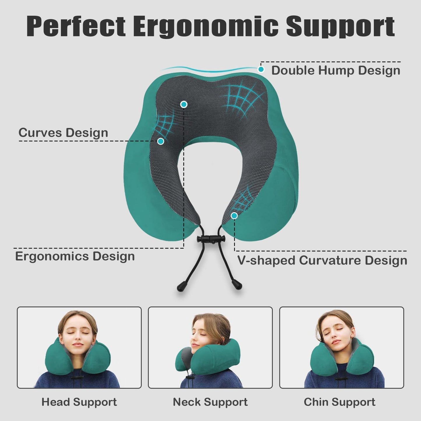 Travel Pillow, Memory Foam Neck Pillow for Traveling, U Shape Neck Pillow Airplane Portable Flight Pillow Travel Kit with 5D Contoured Eye Masks and Earplug for Plane Train Car Home Office