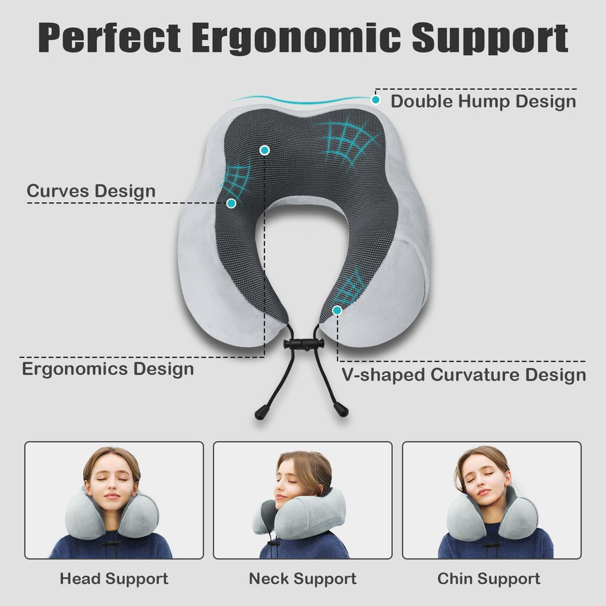 Travel Pillow, Memory Foam Neck Pillow for Traveling, U Shape Neck Pillow Airplane Portable Flight Pillow Travel Kit with 5D Contoured Eye Masks and Earplug for Plane Train Car Home Office