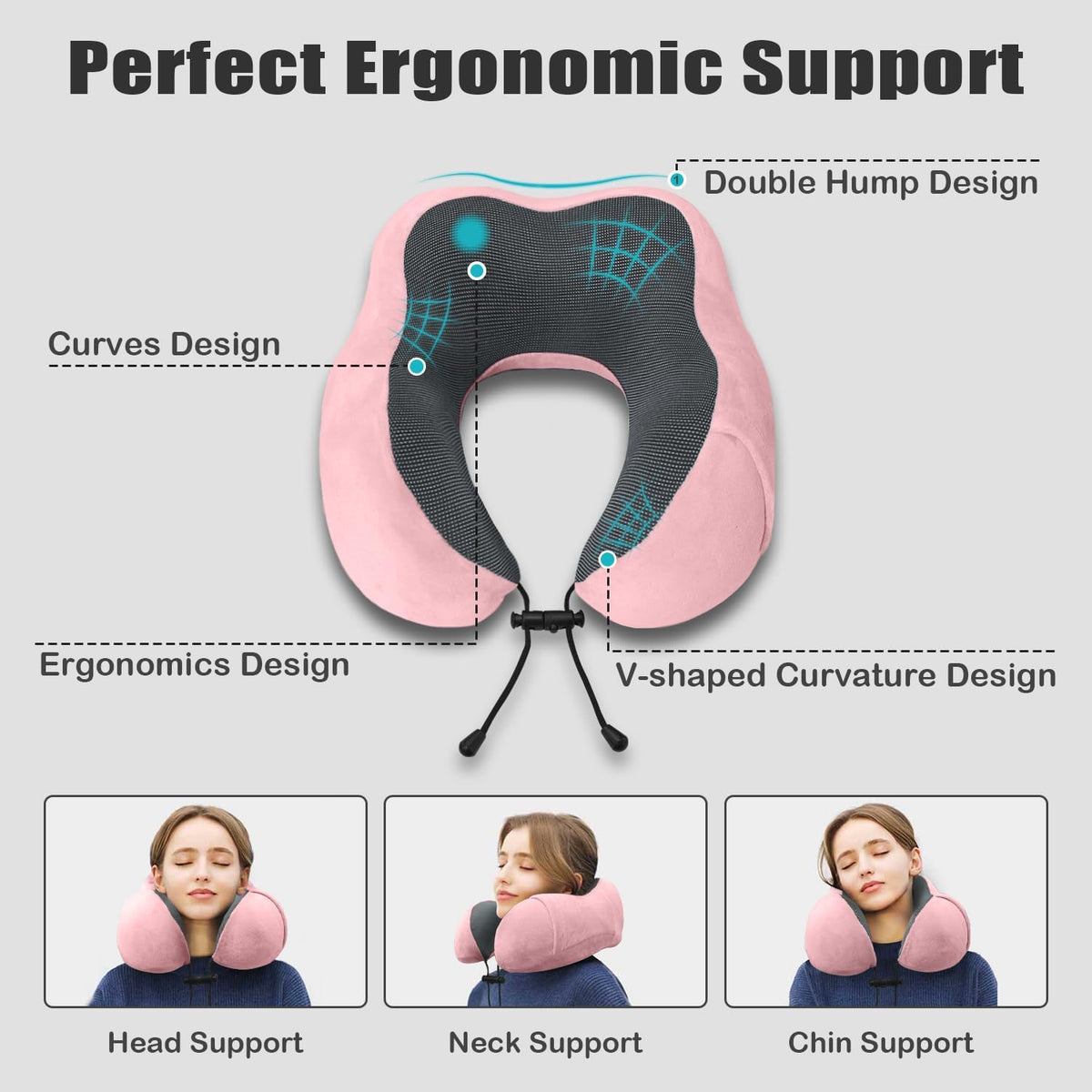 Travel Pillow, Memory Foam Neck Pillow for Traveling, U Shape Neck Pillow Airplane Portable Flight Pillow Travel Kit with 5D Contoured Eye Masks and Earplug for Plane Train Car Home Office