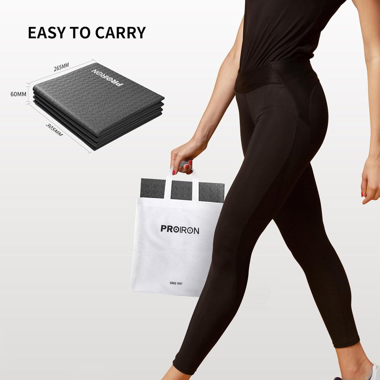 Foldable Yoga Mat 0.24"/0.16" for Home Workout & Travel, Non Slip Travel Yoga Mats with Carry Bag, Packable Yoga Mat for Home Gym, Pilates, Fitness,Stretching