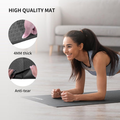 Foldable Yoga Mat 0.24"/0.16" for Home Workout & Travel, Non Slip Travel Yoga Mats with Carry Bag, Packable Yoga Mat for Home Gym, Pilates, Fitness,Stretching
