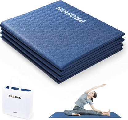 Foldable Yoga Mat 0.24"/0.16" for Home Workout & Travel, Non Slip Travel Yoga Mats with Carry Bag, Packable Yoga Mat for Home Gym, Pilates, Fitness,Stretching