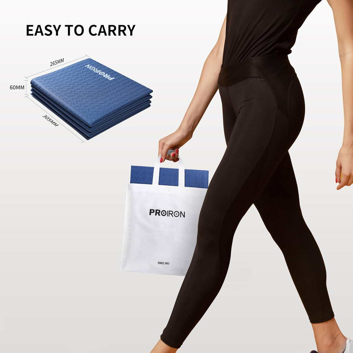 Foldable Yoga Mat 0.24"/0.16" for Home Workout & Travel, Non Slip Travel Yoga Mats with Carry Bag, Packable Yoga Mat for Home Gym, Pilates, Fitness,Stretching