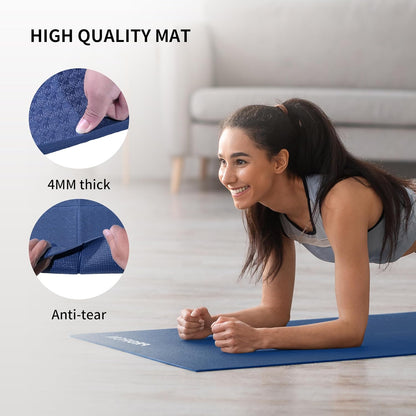 Foldable Yoga Mat 0.24"/0.16" for Home Workout & Travel, Non Slip Travel Yoga Mats with Carry Bag, Packable Yoga Mat for Home Gym, Pilates, Fitness,Stretching