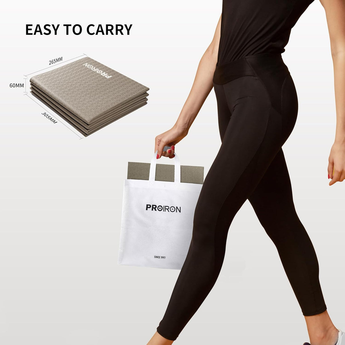 Foldable Yoga Mat 0.24"/0.16" for Home Workout & Travel, Non Slip Travel Yoga Mats with Carry Bag, Packable Yoga Mat for Home Gym, Pilates, Fitness,Stretching