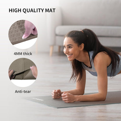 Foldable Yoga Mat 0.24"/0.16" for Home Workout & Travel, Non Slip Travel Yoga Mats with Carry Bag, Packable Yoga Mat for Home Gym, Pilates, Fitness,Stretching