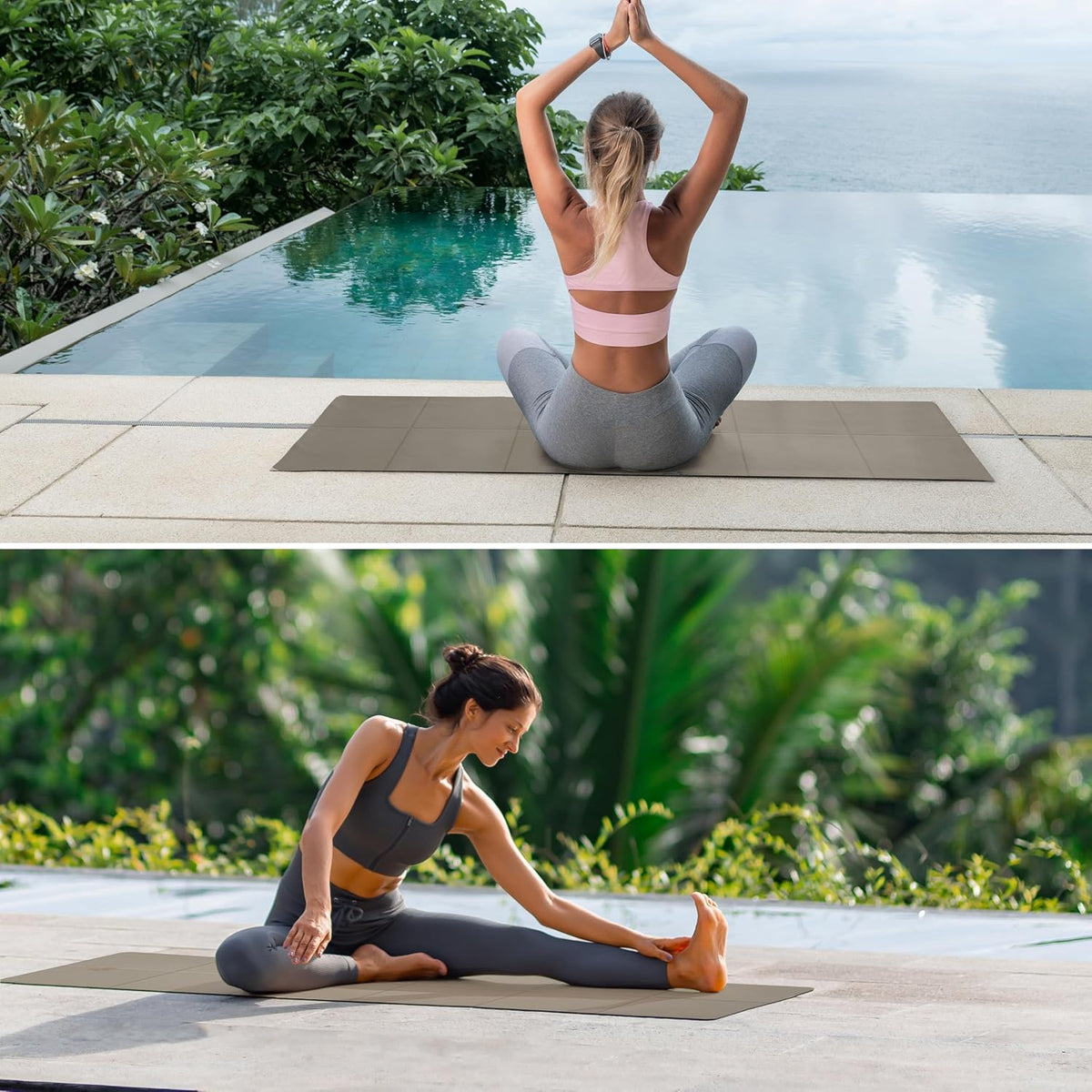 Foldable Yoga Mat 0.24"/0.16" for Home Workout & Travel, Non Slip Travel Yoga Mats with Carry Bag, Packable Yoga Mat for Home Gym, Pilates, Fitness,Stretching