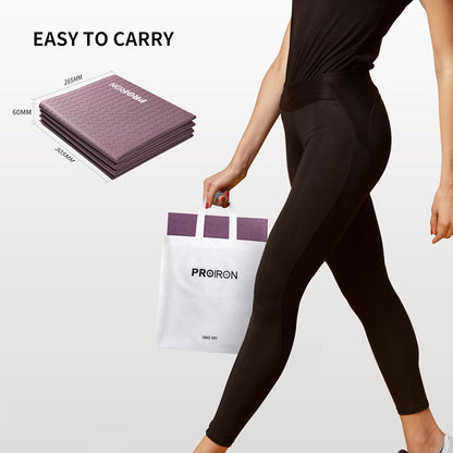 Foldable Yoga Mat 0.24"/0.16" for Home Workout & Travel, Non Slip Travel Yoga Mats with Carry Bag, Packable Yoga Mat for Home Gym, Pilates, Fitness,Stretching