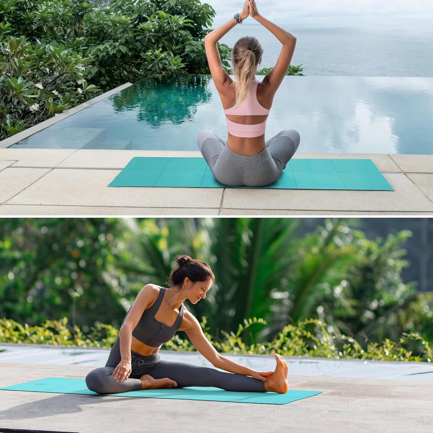 Foldable Yoga Mat 0.24"/0.16" for Home Workout & Travel, Non Slip Travel Yoga Mats with Carry Bag, Packable Yoga Mat for Home Gym, Pilates, Fitness,Stretching