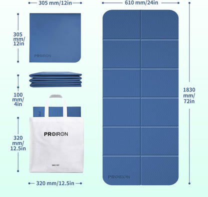 Foldable Yoga Mat 0.24"/0.16" for Home Workout & Travel, Non Slip Travel Yoga Mats with Carry Bag, Packable Yoga Mat for Home Gym, Pilates, Fitness,Stretching