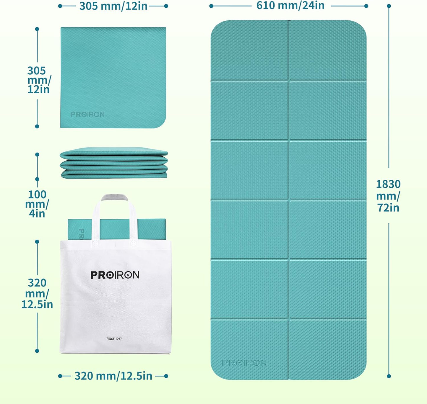 Foldable Yoga Mat 0.24"/0.16" for Home Workout & Travel, Non Slip Travel Yoga Mats with Carry Bag, Packable Yoga Mat for Home Gym, Pilates, Fitness,Stretching