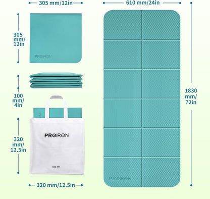 Foldable Yoga Mat 0.24"/0.16" for Home Workout & Travel, Non Slip Travel Yoga Mats with Carry Bag, Packable Yoga Mat for Home Gym, Pilates, Fitness,Stretching