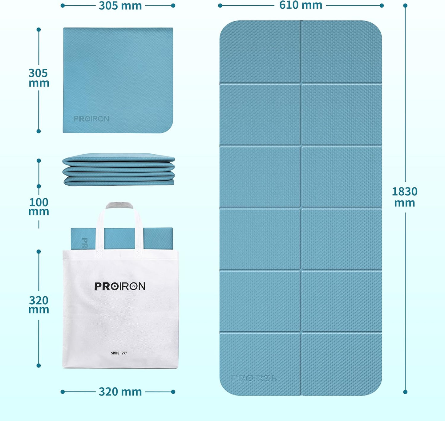 Foldable Yoga Mat 0.24"/0.16" for Home Workout & Travel, Non Slip Travel Yoga Mats with Carry Bag, Packable Yoga Mat for Home Gym, Pilates, Fitness,Stretching