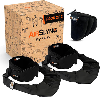 3-in-1 Airplane Sleep Support System - Integrated Plane Sleeping Accessories with Memory Foam Long Haul Flight Pillow, Adjustable Travel Eye Mask, and Blanket-Like Body Sling - Fits in Carry On