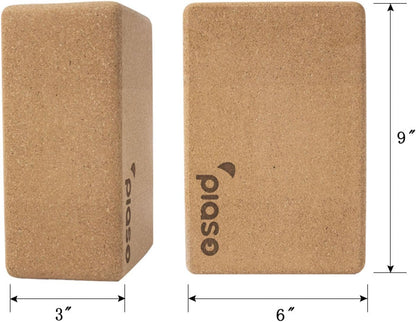Cork Yoga Block 2 Pack for Pilates, Non-Slip & High Density Blocks for Meditation, Fitness and Stretching, Supportive and Flexibility Brick for Improve Poses Balance