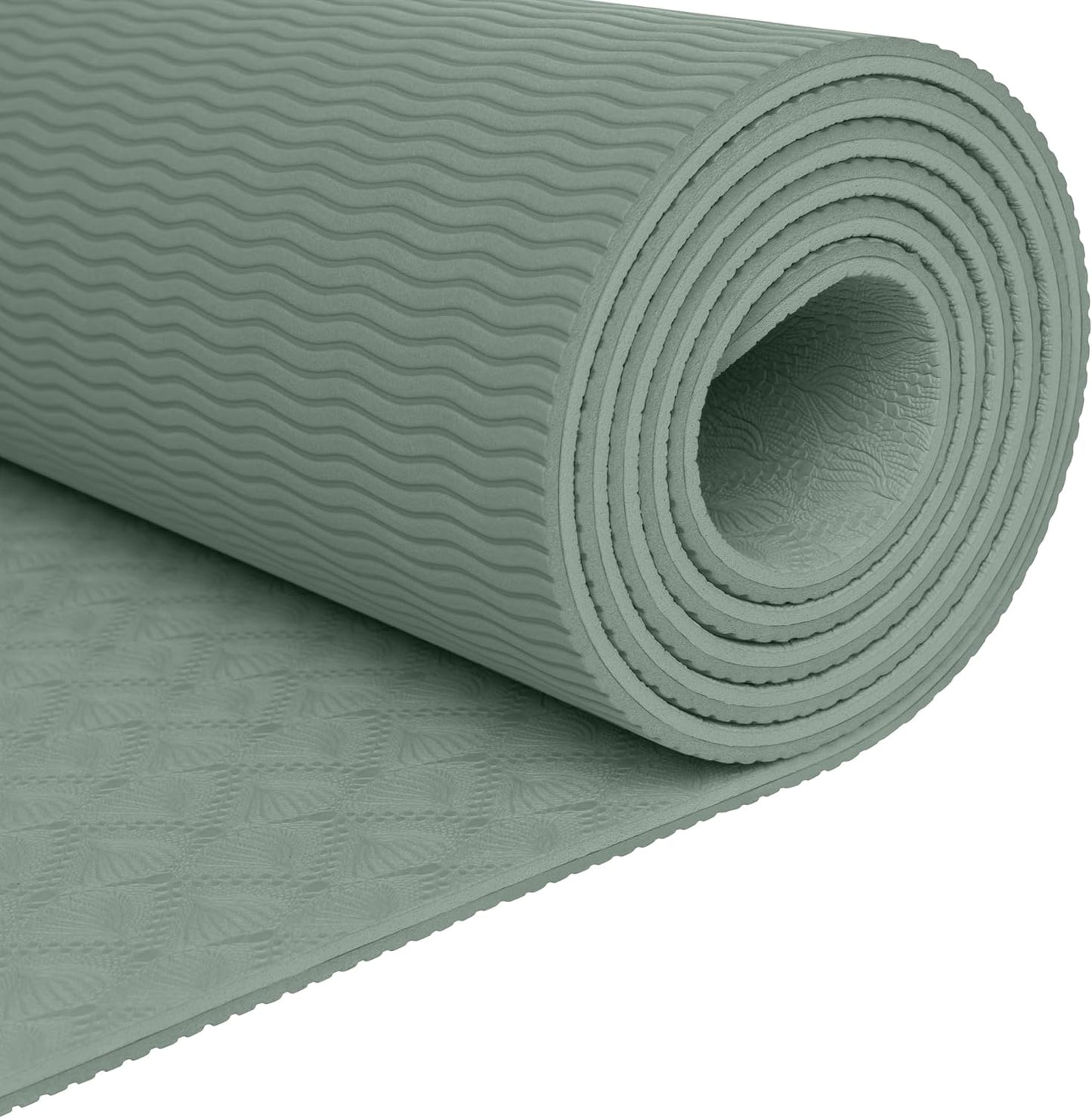 Zuma Yoga Mat 6mm Thick Non-Slip TPE Exercise Mat | Cushioned Workout Mat for Yoga Pilates and Home Stretching | 72 x 24 with Carrying Strap