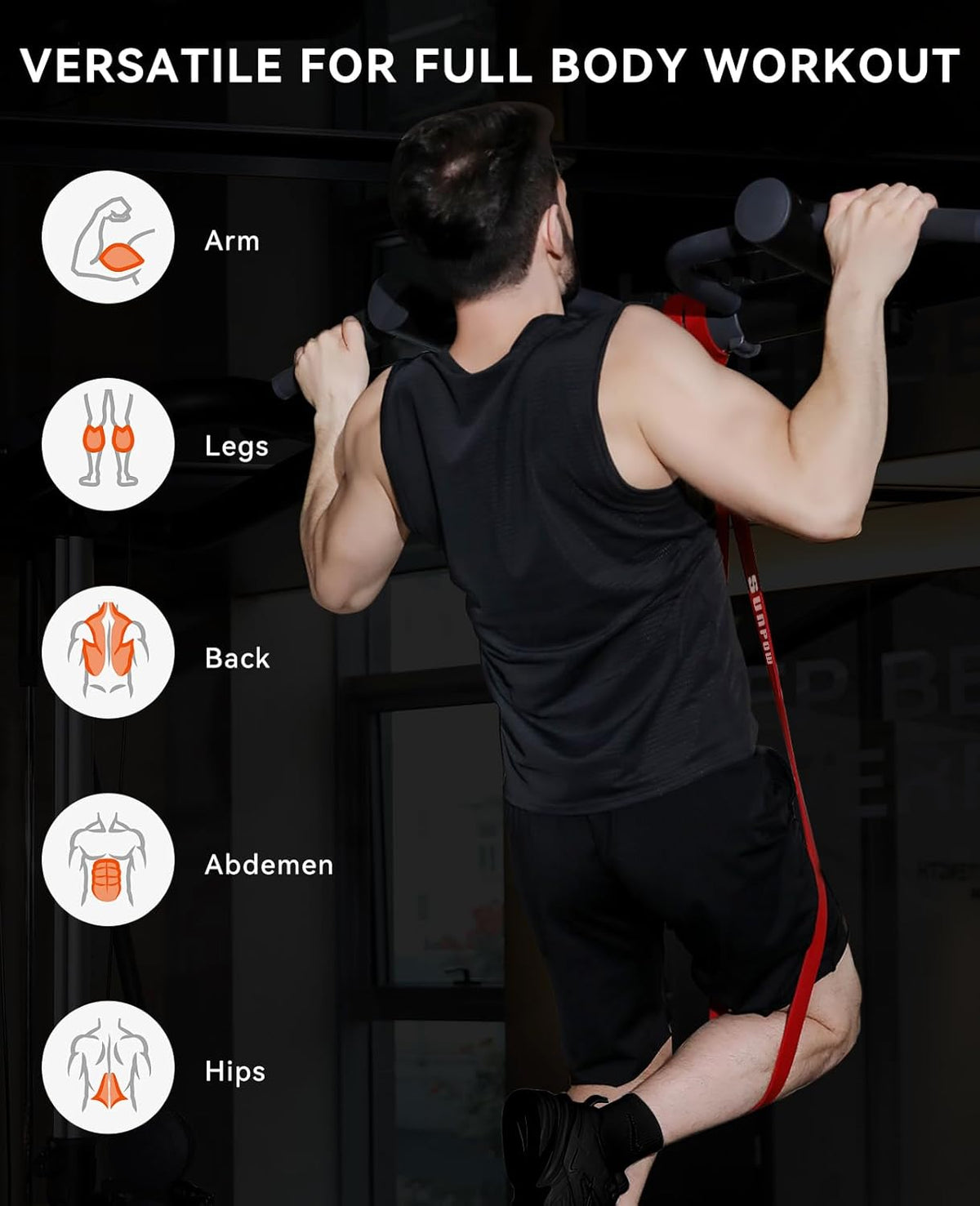 Pull Up Assistance Bands, Set of 5 Heavy Duty Resistance Bands for Men & Women, Natural Latex Exercise Bands for Pull-Up Progression, Home Workout, Strength Training, Mobility & Stretching