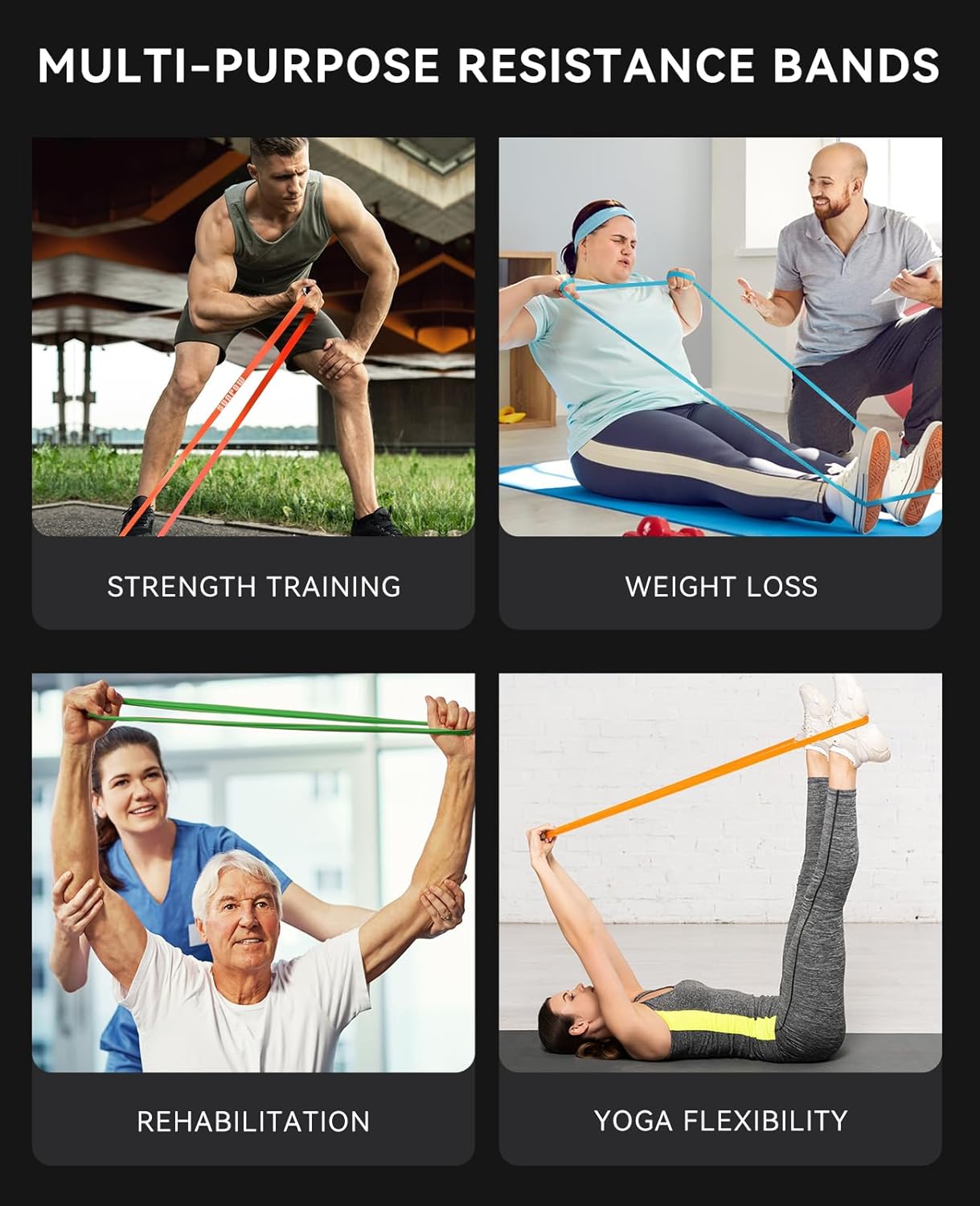 Pull Up Assistance Bands, Set of 5 Heavy Duty Resistance Bands for Men & Women, Natural Latex Exercise Bands for Pull-Up Progression, Home Workout, Strength Training, Mobility & Stretching