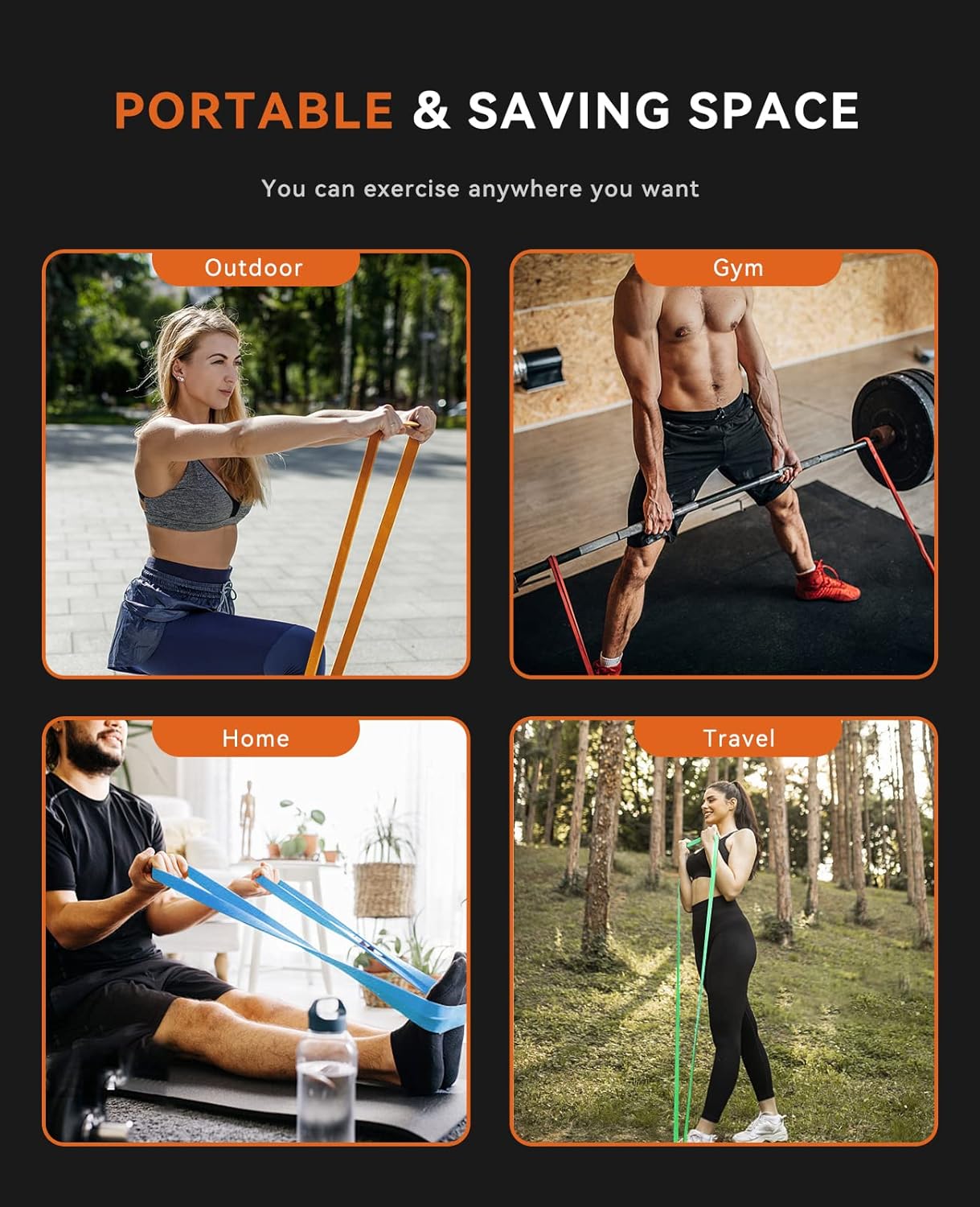 Pull Up Assistance Bands, Set of 5 Heavy Duty Resistance Bands for Men & Women, Natural Latex Exercise Bands for Pull-Up Progression, Home Workout, Strength Training, Mobility & Stretching
