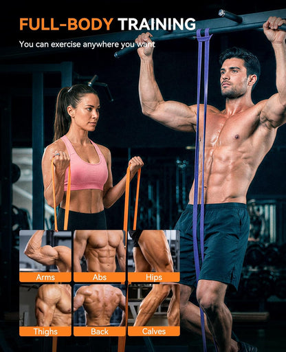 Pull Up Assistance Bands, Set of 5 Heavy Duty Resistance Bands for Men & Women, Natural Latex Exercise Bands for Pull-Up Progression, Home Workout, Strength Training, Mobility & Stretching