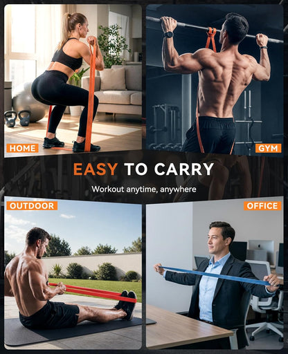 Pull Up Assistance Bands, Set of 5 Heavy Duty Resistance Bands for Men & Women, Natural Latex Exercise Bands for Pull-Up Progression, Home Workout, Strength Training, Mobility & Stretching