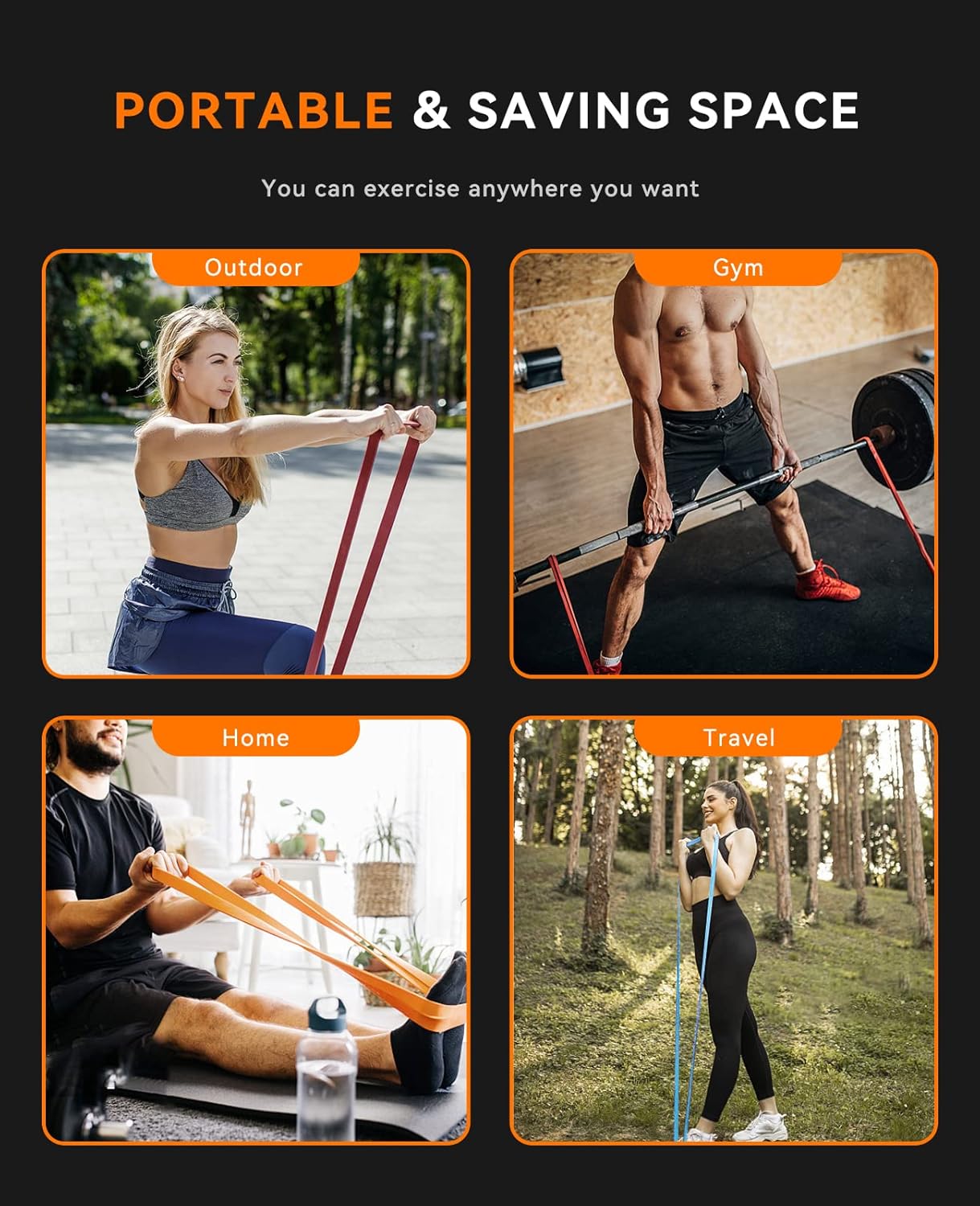 Pull Up Assistance Bands, Set of 5 Heavy Duty Resistance Bands for Men & Women, Natural Latex Exercise Bands for Pull-Up Progression, Home Workout, Strength Training, Mobility & Stretching