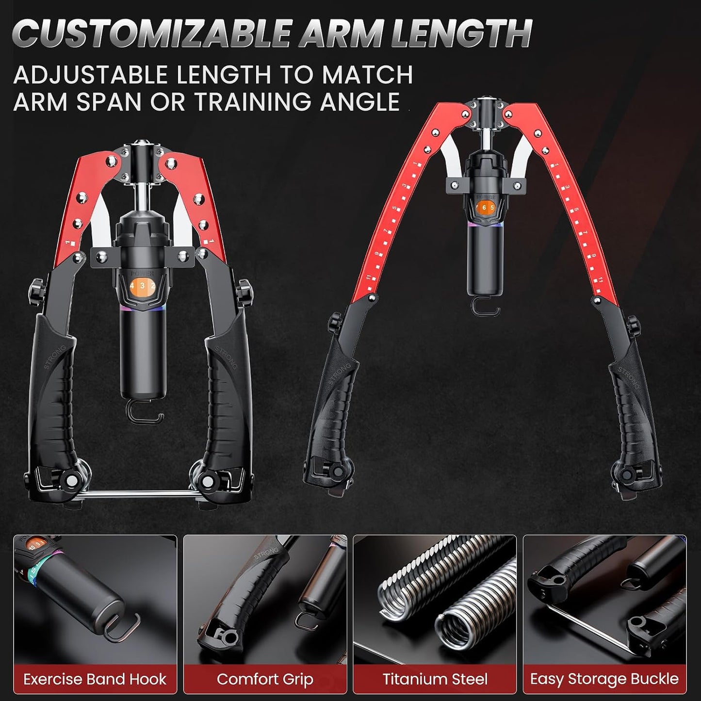 Twister Arm Trainer, 3 in 1 Hydraulic Power Chest Workout Equipment with Ab Roller Wheels and Hooks, Adjustable 22-440lbs Arm Trainer for Men Women, Home Gym Equipment for Full Body Strength Training