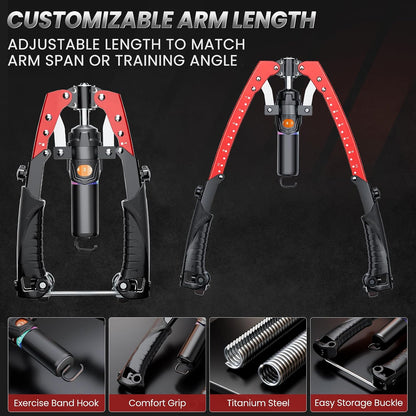 Twister Arm Trainer, 3 in 1 Hydraulic Power Chest Workout Equipment with Ab Roller Wheels and Hooks, Adjustable 22-440lbs Arm Trainer for Men Women, Home Gym Equipment for Full Body Strength Training