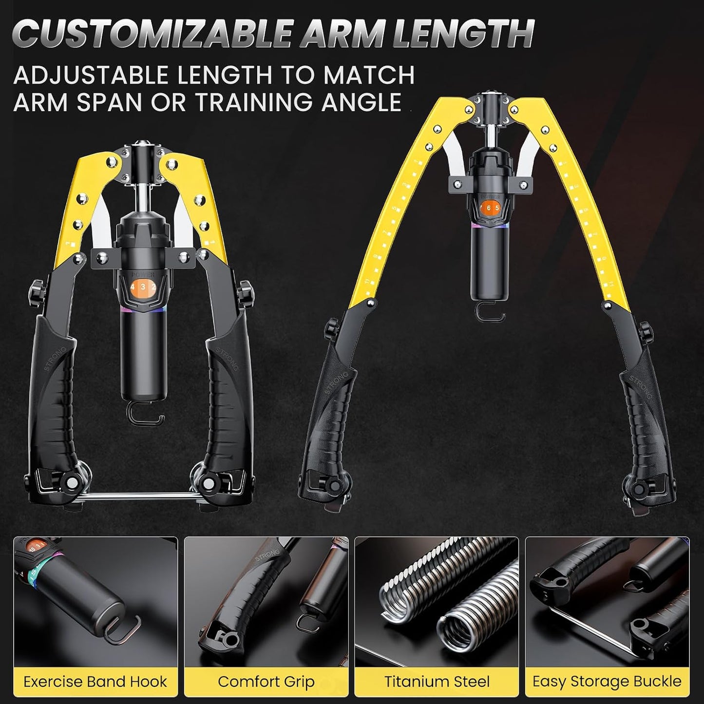 Twister Arm Trainer, 3 in 1 Hydraulic Power Chest Workout Equipment with Ab Roller Wheels and Hooks, Adjustable 22-440lbs Arm Trainer for Men Women, Home Gym Equipment for Full Body Strength Training