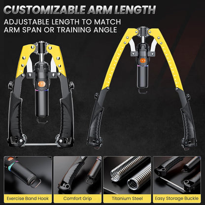 Twister Arm Trainer, 3 in 1 Hydraulic Power Chest Workout Equipment with Ab Roller Wheels and Hooks, Adjustable 22-440lbs Arm Trainer for Men Women, Home Gym Equipment for Full Body Strength Training