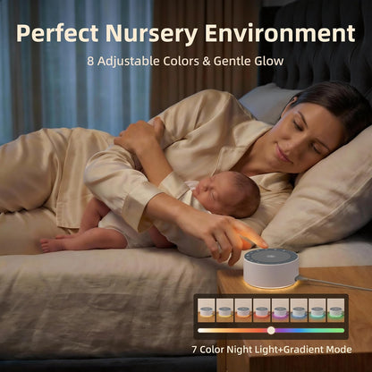 White Noise Machine for Baby & Adults, 30 Soothing Sounds, Sleep Sound Machine with 8 Color Night Light, Memory Function, White Noise for Sleeping, Nursery, Office, Travel & Relaxation