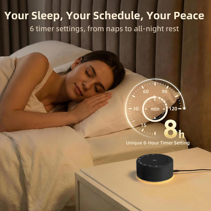 White Noise Machine for Baby & Adults, 30 Soothing Sounds, Sleep Sound Machine with 8 Color Night Light, Memory Function, White Noise for Sleeping, Nursery, Office, Travel & Relaxation