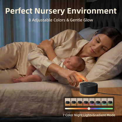 White Noise Machine for Baby & Adults, 30 Soothing Sounds, Sleep Sound Machine with 8 Color Night Light, Memory Function, White Noise for Sleeping, Nursery, Office, Travel & Relaxation