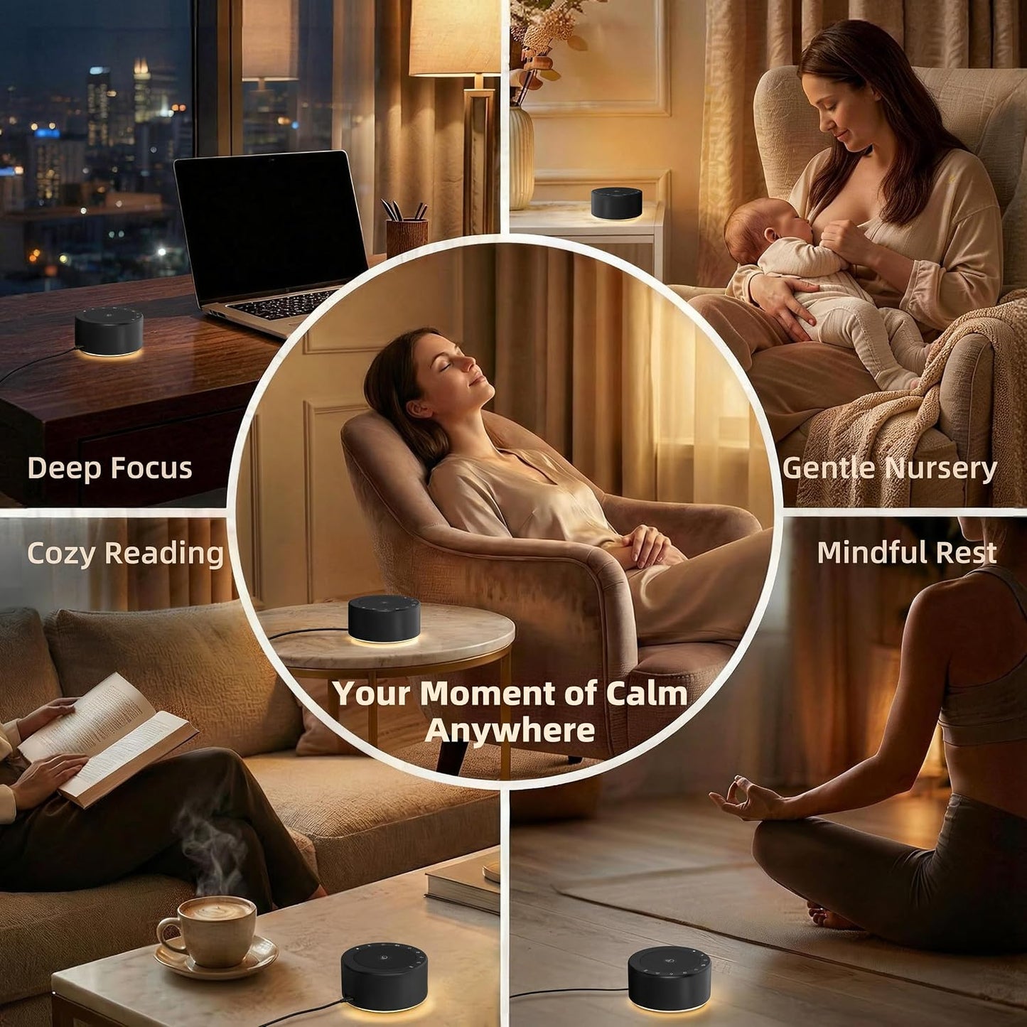 White Noise Machine for Baby & Adults, 30 Soothing Sounds, Sleep Sound Machine with 8 Color Night Light, Memory Function, White Noise for Sleeping, Nursery, Office, Travel & Relaxation
