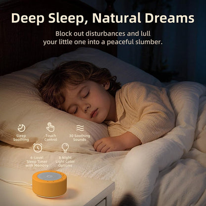 White Noise Machine for Baby & Adults, 30 Soothing Sounds, Sleep Sound Machine with 8 Color Night Light, Memory Function, White Noise for Sleeping, Nursery, Office, Travel & Relaxation