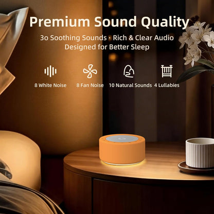 White Noise Machine for Baby & Adults, 30 Soothing Sounds, Sleep Sound Machine with 8 Color Night Light, Memory Function, White Noise for Sleeping, Nursery, Office, Travel & Relaxation