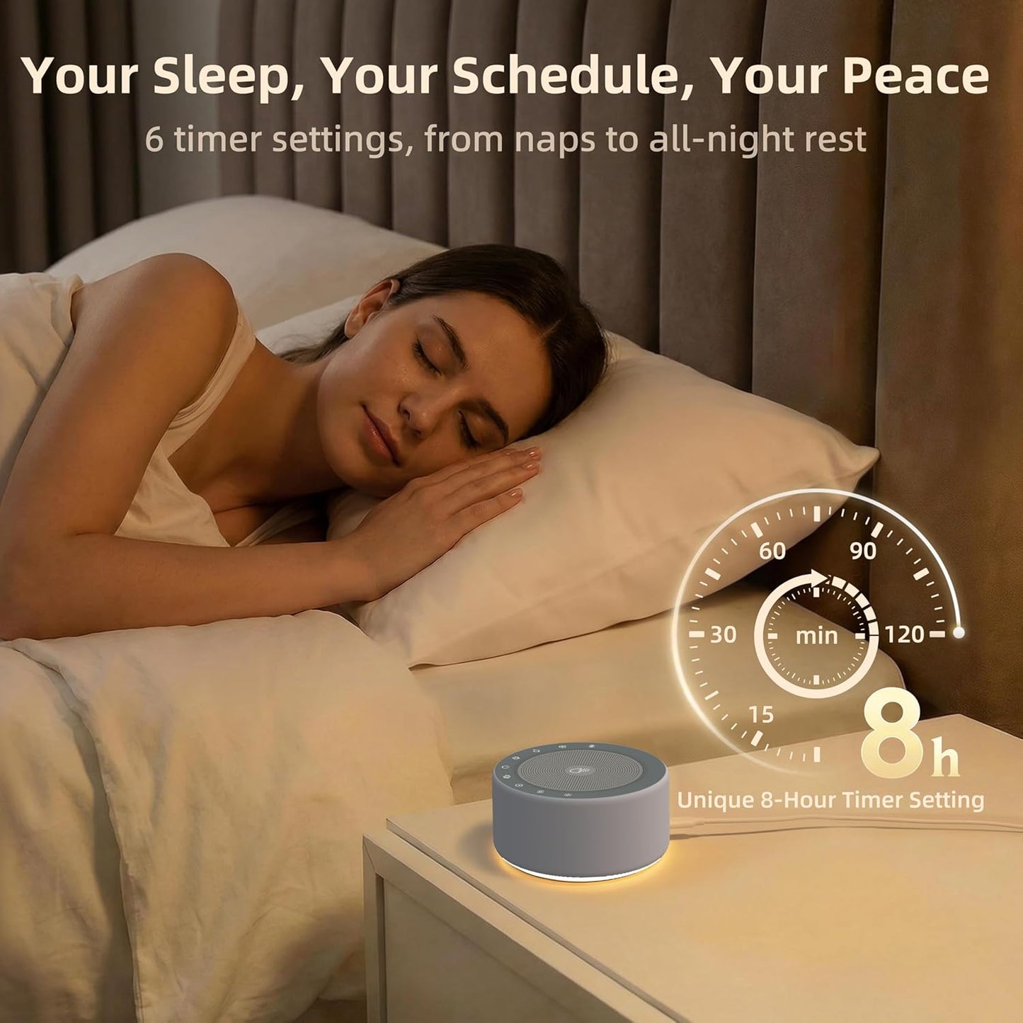 White Noise Machine for Baby & Adults, 30 Soothing Sounds, Sleep Sound Machine with 8 Color Night Light, Memory Function, White Noise for Sleeping, Nursery, Office, Travel & Relaxation