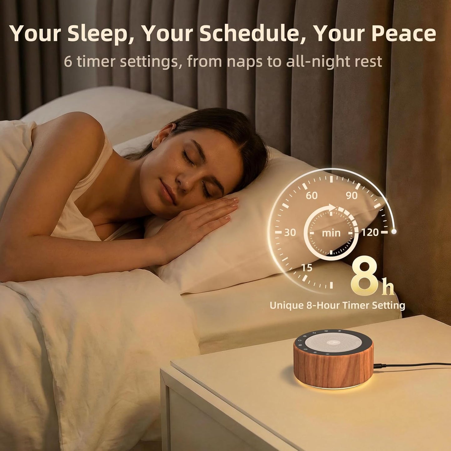 White Noise Machine for Baby & Adults, 30 Soothing Sounds, Sleep Sound Machine with 8 Color Night Light, Memory Function, White Noise for Sleeping, Nursery, Office, Travel & Relaxation