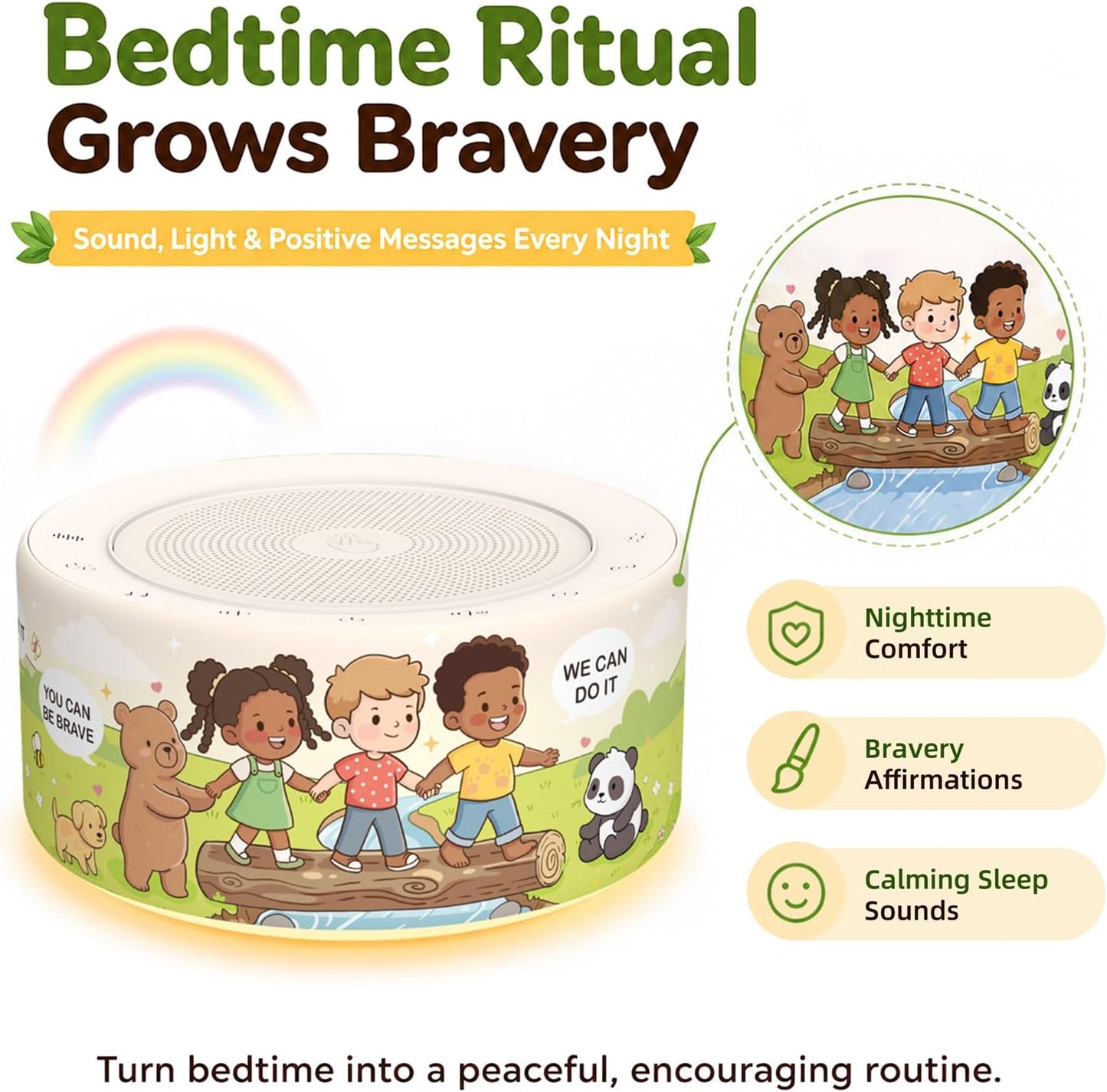 White Noise Machine for Baby & Adults, 30 Soothing Sounds, Sleep Sound Machine with 8 Color Night Light, Memory Function, White Noise for Sleeping, Nursery, Office, Travel & Relaxation