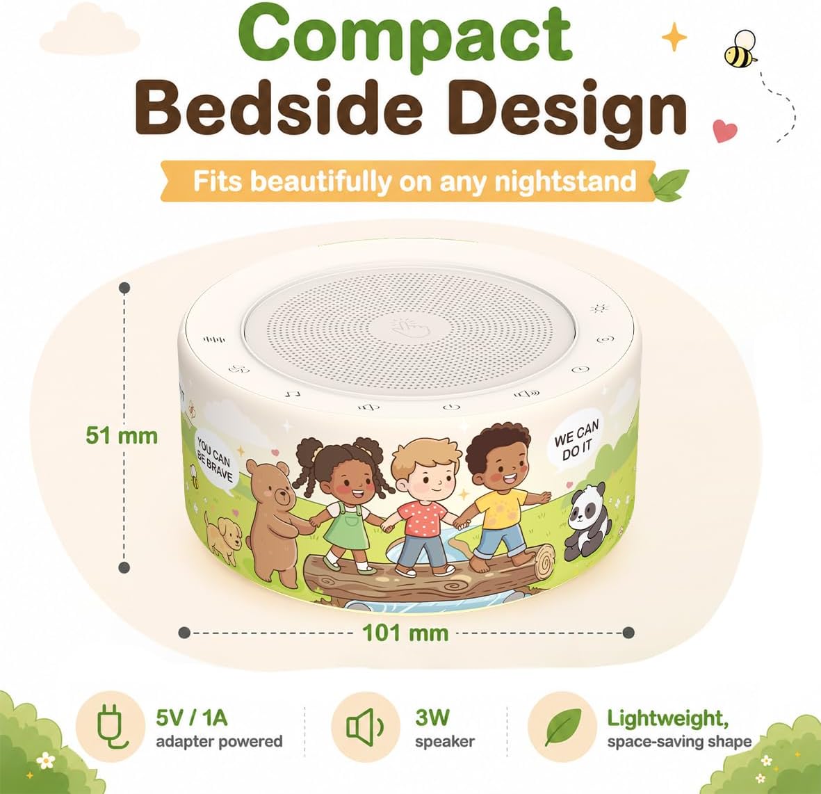 White Noise Machine for Baby & Adults, 30 Soothing Sounds, Sleep Sound Machine with 8 Color Night Light, Memory Function, White Noise for Sleeping, Nursery, Office, Travel & Relaxation