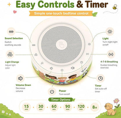White Noise Machine for Baby & Adults, 30 Soothing Sounds, Sleep Sound Machine with 8 Color Night Light, Memory Function, White Noise for Sleeping, Nursery, Office, Travel & Relaxation