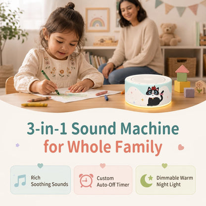 White Noise Machine for Baby & Adults, 30 Soothing Sounds, Sleep Sound Machine with 8 Color Night Light, Memory Function, White Noise for Sleeping, Nursery, Office, Travel & Relaxation
